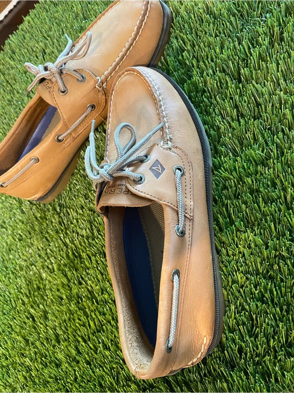 Sperry Top-Sider Men's 10.5 Tan Leather Leeward Boat Shoes Loafers